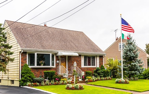 house with American flag